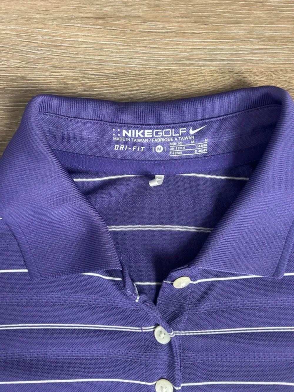 Nike Purple Striped Button-Down Polo - Picture 2 of 2